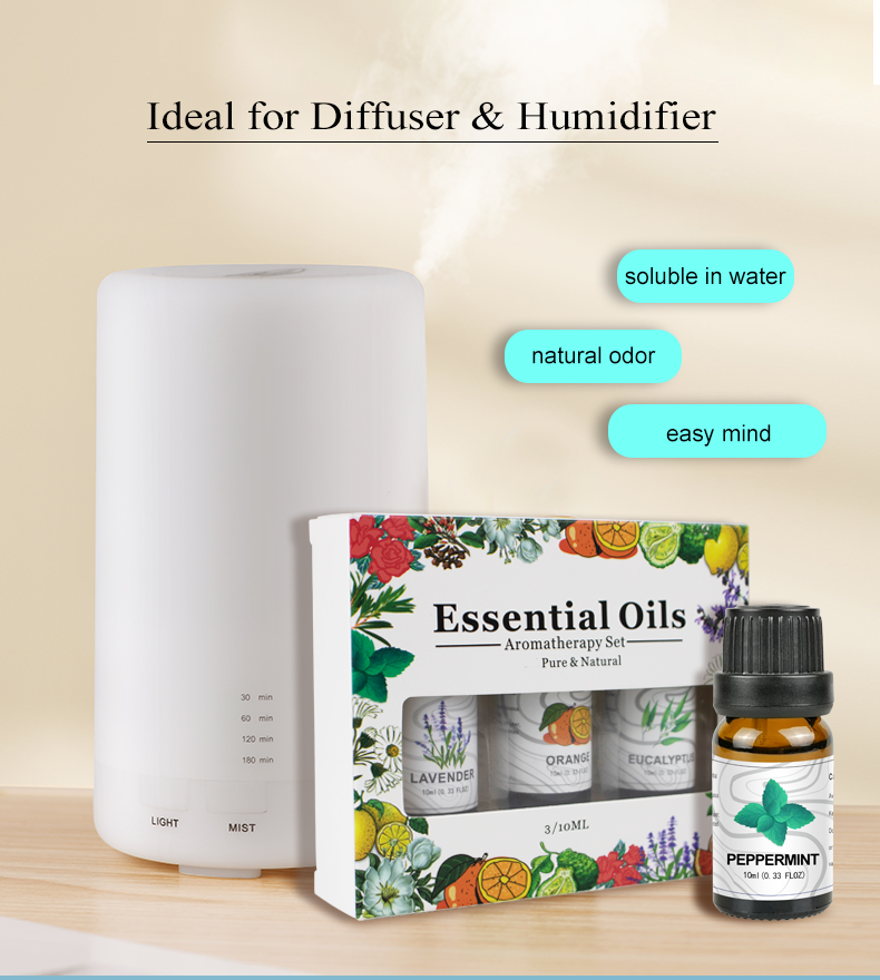 3 Pack - Aromatherapy Essential Oils Gift Set For Humidifiers Oil Diffuser Mist